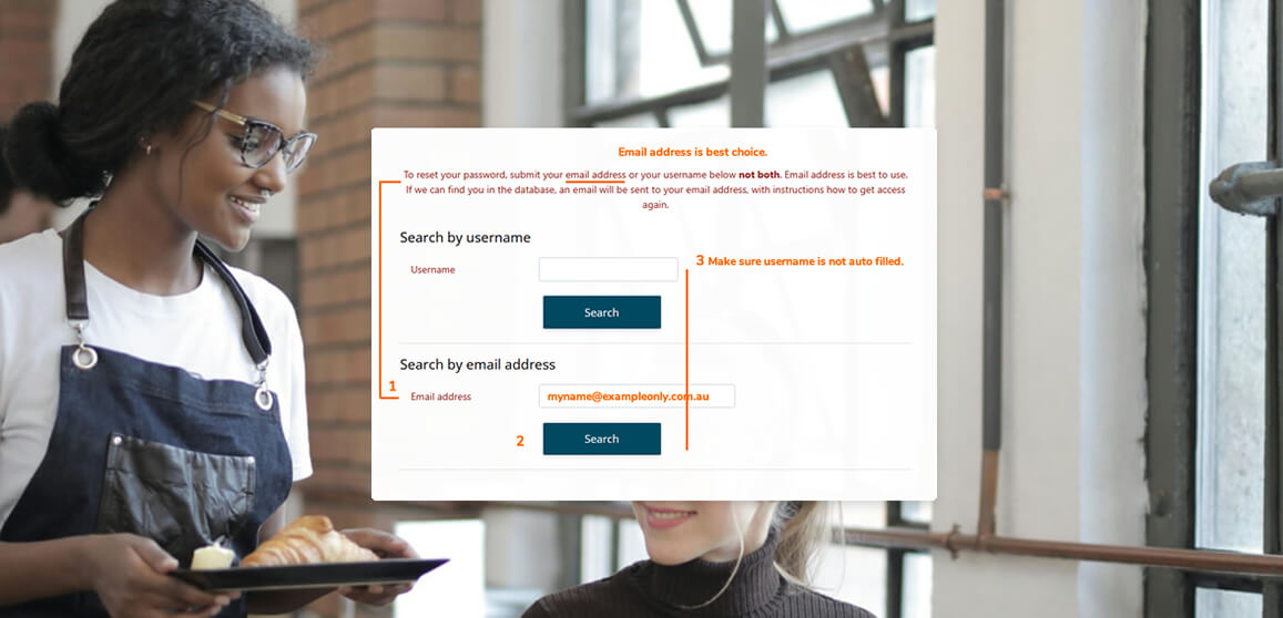 Password reset information 